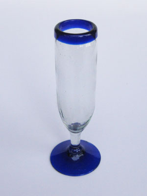 Cobalt Blue Rim Glassware / 'Cobalt Blue Rim' champagne flutes (set of 6) / Beautifully crafted champagne flutes for important celebrations!, enjoy toasting with your favorite champagne or sparkling wine in stylish fashion!